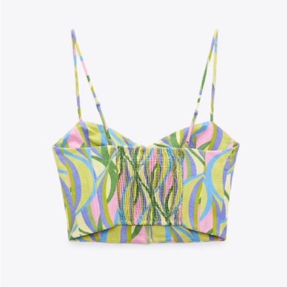 NEW! Zara Wavy Print Crop Top with spaghetti straps - Picture 3 of 11
